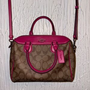 Coach Signature Brown and Pink Crossbody